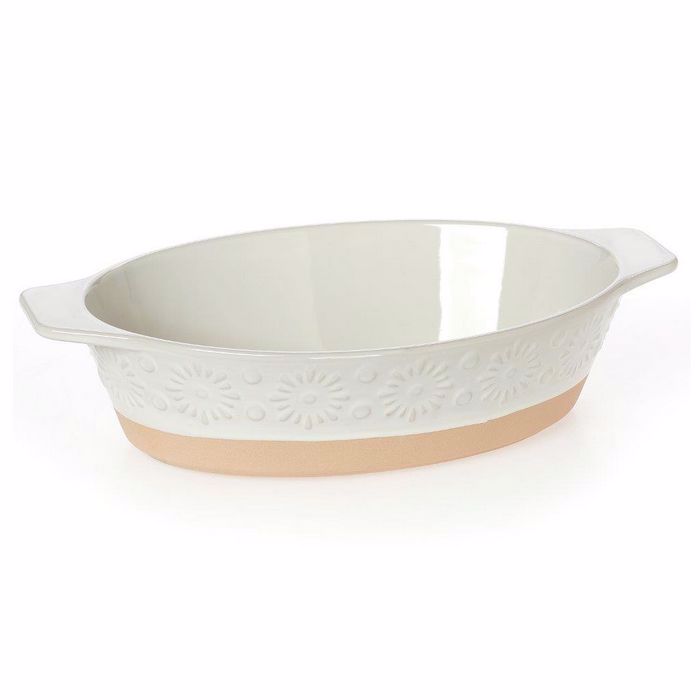Cryspo Trio Πυρίμαχο Σκεύος Stoneware Οβάλ 39x23εκ. 'FLOWER CREAM' 3705085 Cryspo Trio Purimaxo Skevos Stoneware Obal 39x23ek. 'FLOWER CREAM' 3705085